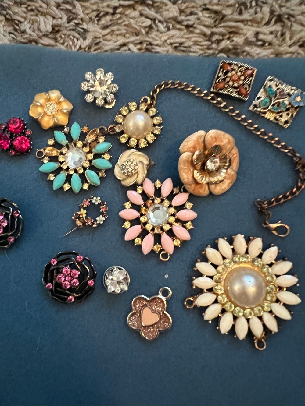 Floral Multi-Color Statement Pendant Necklace - Women Jewelry.